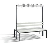 Garderobenbank 2-seitig H1650B1500T750mm schwarzgr lichtgr C+P