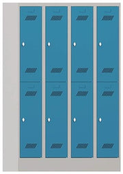 Garderobenschrank H1850xB1200xT500mm lichtgrau/lichtblau 8 Abt. PAVOY