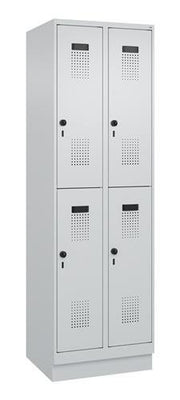 Garderobenschrank Evolo PLUS Sockel 600mm lichtgrau/lichtgrau 4 Abteile C+P