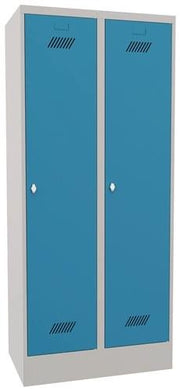 Garderobenschank m.Drehriegel H1850xB800xT500mm lichtgrau/lichtblau 2 Abt.PAVOY