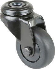 Lenkrolle D.50mm Trgf.50kg mit Rückenloch Kugellager Gummi schwarz BS ROLLE