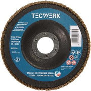 Premium-Fächerscheibe 2in1 D.125mm K.40 flach INOX/Stahl Zirkonkorund TECWERK