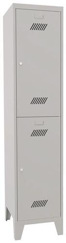 Garderobenschrank m.Zylinder H1850xB400xT500mm lichtgrau/lichtgrau 2 Abt. PAVOY