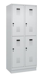 Garderobenschrank Evolo PLUS Sockel 800mm lichtgrau/lichtgrau 4 Abteile C+P