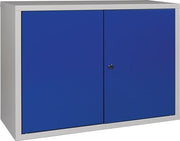 Hängeschrank H600xB800xT300mm Vollblech,1 BD Stahlbl.lichtgrau/enzianblau