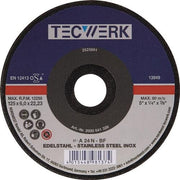 Schruppscheibe INOX D125xS6mm gekröpft INOX Bohr.22,23mm TECWERK