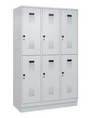 Garderobenschrank Evolo PLUS Sockel 1200mm lichtgrau/lichtgrau 6 Abteile C+P