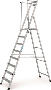 Plattformleiter 8 Stufen Alu.Plattform L400xB400mm m.klappbarem Handlauf ZARGES
