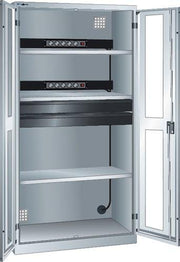 Akku-Ladeschrank 1000x580x1950mm Sichfenster+3xBöden+2xEnergiel.hinten RAL5012