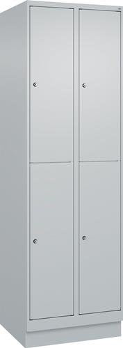 Garderobenschrank m.Sockel H1950xB600xT500mm lichtgrau 2x2 Abteile C+P