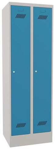 Garderobenschrank m.Zylinder H1850xB600xT500mm lichtgrau/lichtblau 2 Abt. PAVOY