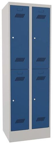 Garderobenschrank H1850xB600xT500 lichtgrau/enzianblau 4 Abt. PAVOY