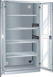 Akku-Ladeschrank 1000x580x1950mm Sichtfenster+4xBöden+2xEnergielei.seitl.RAL5012