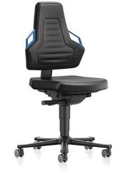 Arbeitsdrehstuhl Nexxit Rl.Kunstlederpolster schwarz Griff blau 450-600mm BIMOS