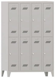 Garderobenschrank m.Drehriegel H1850xB1200xT500mm lichtgrau/lichtgrau 8Abt.PAVOY