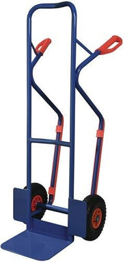 Stapelkarre m.Kufen H.1300mm Schaufel-L250xB320mm PU-Bereifung 300kg blauTECWERK