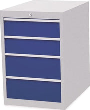 Schubladenschrank H819xB555xT736mm lichtgrau/blau 4 Schubl. BEDRUNKA+HIRTH