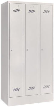 Garderobenschrank m.Zylinder H1850xB900xT500mm lichtgrau/lichtgrau 3 Abt. PAVOY