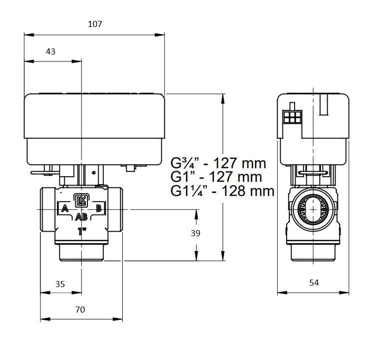 COMFORT 3-Wege-Zonenventil DN 20 (3/4) ohne Motor IG Kvs-Wert 7,0cbm/h