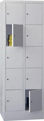 Schließfachschrank H1850xB600xT500mm Anz.Fächer 10 RAL 7035 RAL 7035 PAVOY