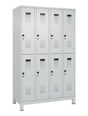 Garderobenschrank Evolo PLUS Füße 1200mm lichtgrau/lichtgrau 8 Abteile C+P