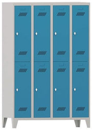 Garderobenschrank m.Drehriegel H1850xB1200xT500mm lichtgrau/lichtblau 8Abt.PAVOY