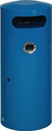 Waste bin H1045xØ420mm 70l gentian blue with integrated ashtray VAR