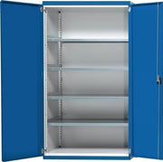 Schwerlastschrank H1950xB1085xT630mm lichtgrau/enzianblau 4 Fbd.