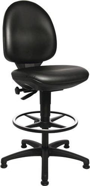Arbeitsdrehstuhl Tec 50 Bodengleiter+Fußring Kunstlederpolster schwarz 590-840mm