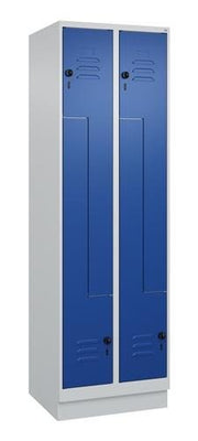 Garderobenschrank Classic PLUS Sockel 600mm lichtgrau/anzianblau 4Abt.C+P
