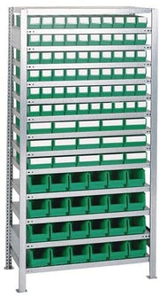Steckregal H2000xB1000xT400mm Grundregal 14 Stahlböden 90x3/15x4 grün TECWERK