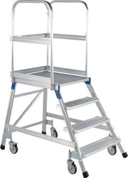 Podesttreppe 7 Plattform-H.1680mm Stufen u.Plattfom Alu.geriffelt eins.ZARGES