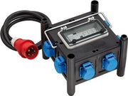 Kompakter Gummi-Stromverteiler H07RN-F 5G2,5 Kabel, 7x230V/16A m.FI-Schalter 2m