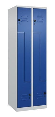 Garderobenschrank Classic PLUS Bodengleiter 600mm lichtgrau/anzianblau 4Abt. C+P