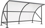 Bicycle shelter base unit W4130xH2200xD2100mm arched roof PC grey
