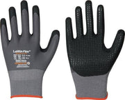 Feinstrickhandschuh LeiKaFlex plus, mit Noppen, schwarz/grau, EN388, Gr. 9