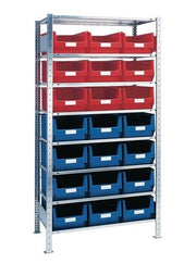 Steckregal H2000xB1000xT500mm Grundregal 8 Stahlb.12xMK2 blau,9xMK2 rot TECWERK
