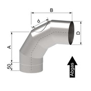 POLL Rohrknie d: 130mm, bis 90 Grad mit Tür, 4-teilig, Edelst., #515000