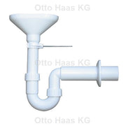 COMFORT PP Trichtersiphon DN 50 weiss mit Sieb und Wandhalterung