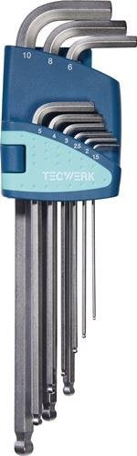 Winkelschraubendrehersatz 9-tlg. Ku.-Halter SW 1,5-10mm lang Kugelkopf TECWERK