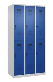 Garderobenschrank Evolo PLUS Bodengleiter 900mm lichtgrau/enzianblau 6 Abt.C+P