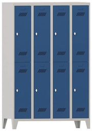 Garderobenschrank m.Drehriegel H1850xB1200xT500mm lichtgr/enzianblau 8 Abt.PAVOY