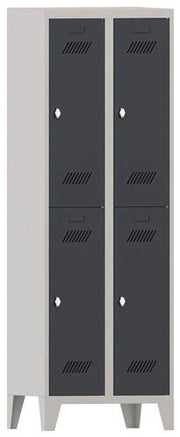 Garderobenschrank m.Drehriegel H1850xB600xT500mm lichtgr/anthrazitgr 4 Abt.PAVOY