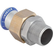 GE Mapress Stainless Steel Transition Fitting d 54xR2 with Male Thread, Flat Sealing Union Nut (Brass)