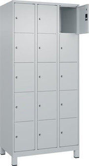 Fächerschrank Classic PLUS H1950xB900xT500mm m.Füßen Anz.Fächer 3x5 lichtgrau