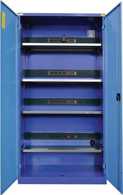 Elektro-Flügeltürenschrank H1995xB1000xT400mm taubenblau/hellblau 4BD Blechtür