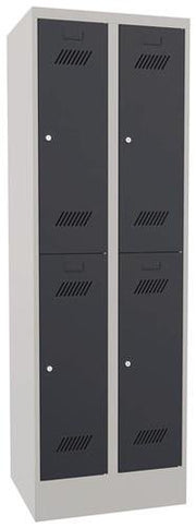 Garderobenschrank H1850xB600xT500 lichtgrau/anthrazitgrau 4 Abt. PAVOY