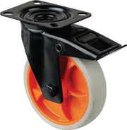 Lenkrolle D.125mm Trgf.100kg mit Feststeller Gummi 104x80mm hellgrau BS ROLLEN