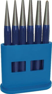 Drift punch set 6pc. 1-2-3-4-5 + center punch D.4mm plastic holder TECWERK