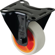 Bockrolle D.80mm Trgf.100kg Bockrollen Gummi Platte L104xB80mm Farbe Rl.hellgrau